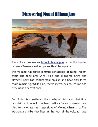 Discovering Mount Kilimanjaro