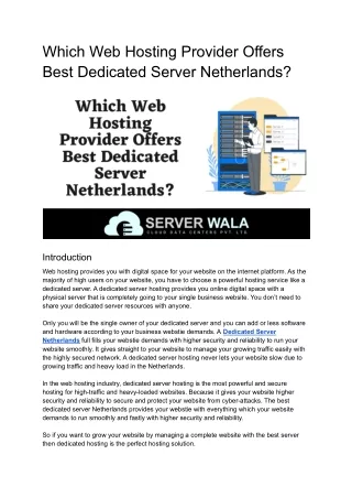 which web hosting provider offers best dedicated