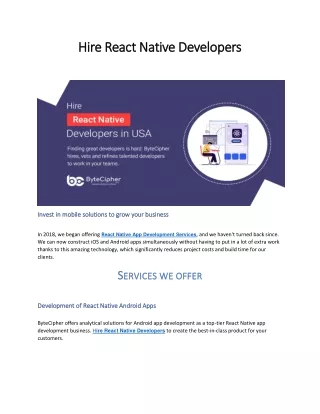 hire react native developers hire react native