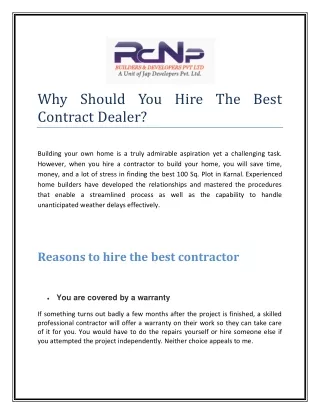 why should you hire the best contract dealer