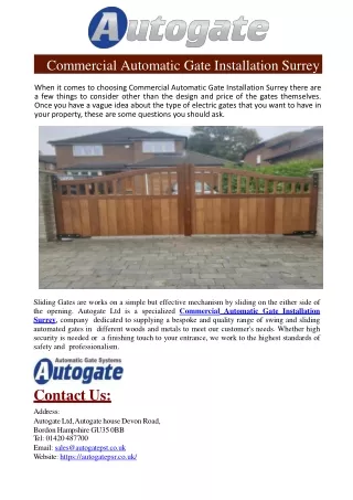 commercial automatic gate installation surrey