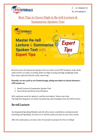 Best Tips to Score High in PTE Re-tell Lecture & Summarise Spoken Text