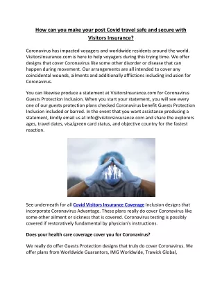 how can you make your post covid travel safe