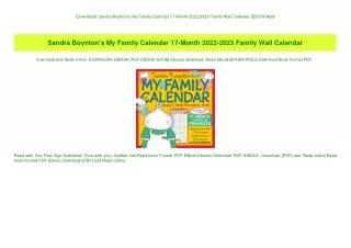 (Download) Sandra Boynton's My Family Calendar 17-Month 2022-2023 Family Wall Calendar EBOOK #pdf