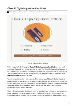 Class-III Digital signature Certificate