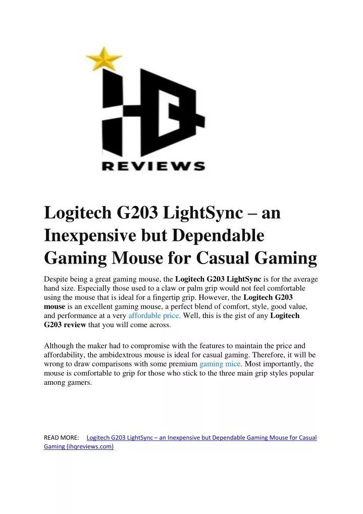 logitech g203 lightsync an inexpensive
