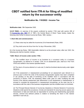 CBDT notified form ITR