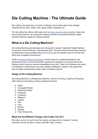 die cutting machine the ultimate guide