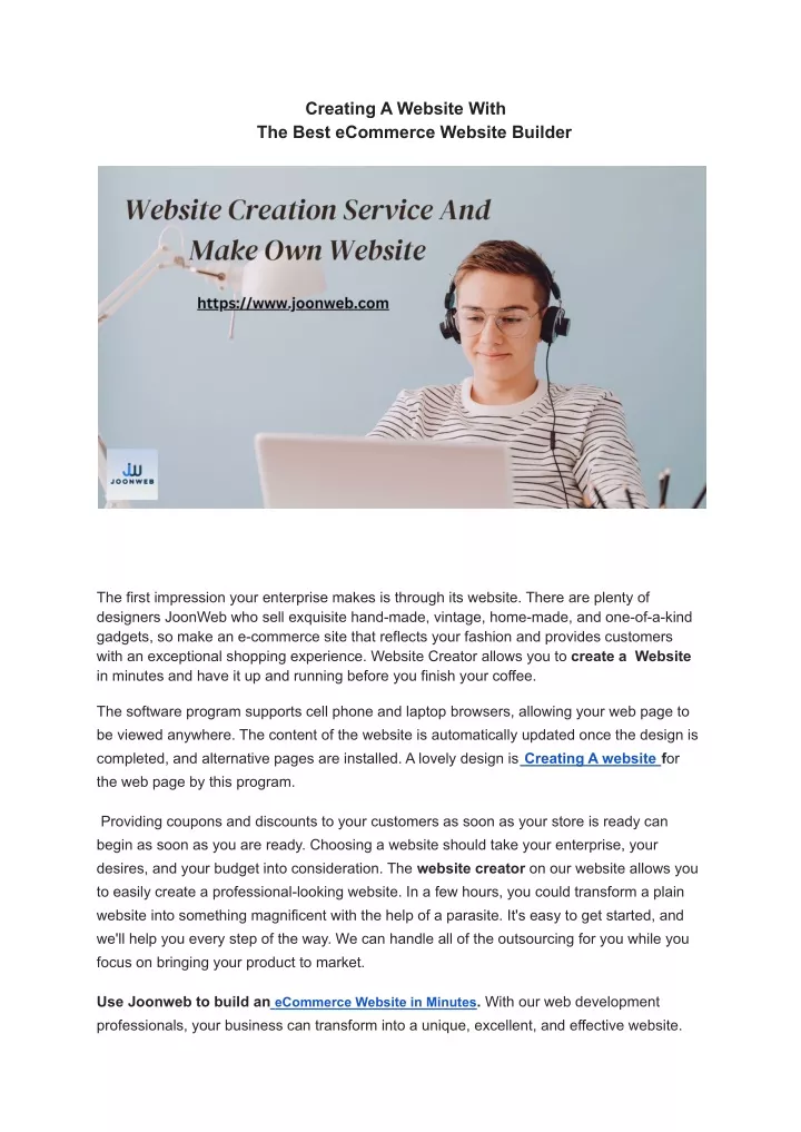 creating a website with the best ecommerce