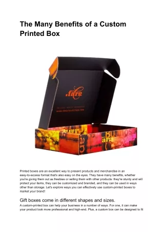 the many benefits of a custom printed box