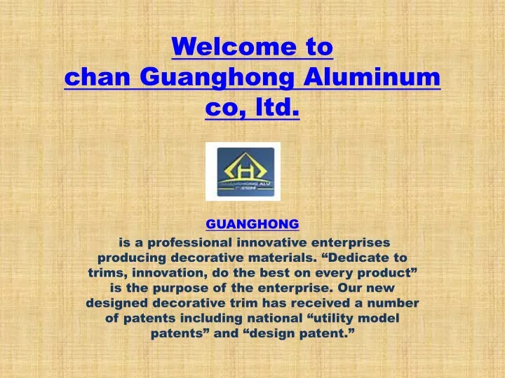 welcome to chan guanghong aluminum co ltd