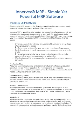 Innervex® MRP - Simple Yet Powerful MRP Software