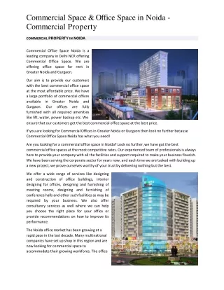 comme r cial space of f i c e space i n noida commercial property