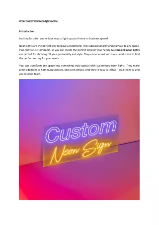 Order Customized neon lights online