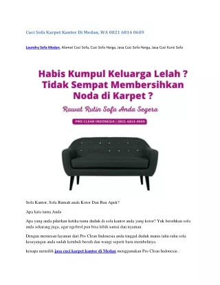 Cuci Sofa Karpet Kantor Di Medan, WA 0821 6814 0609