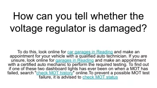 how can you tell whether the voltage regulator