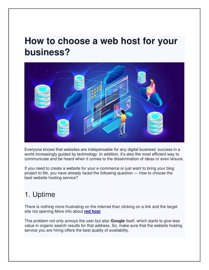 how to choose a web host for your business