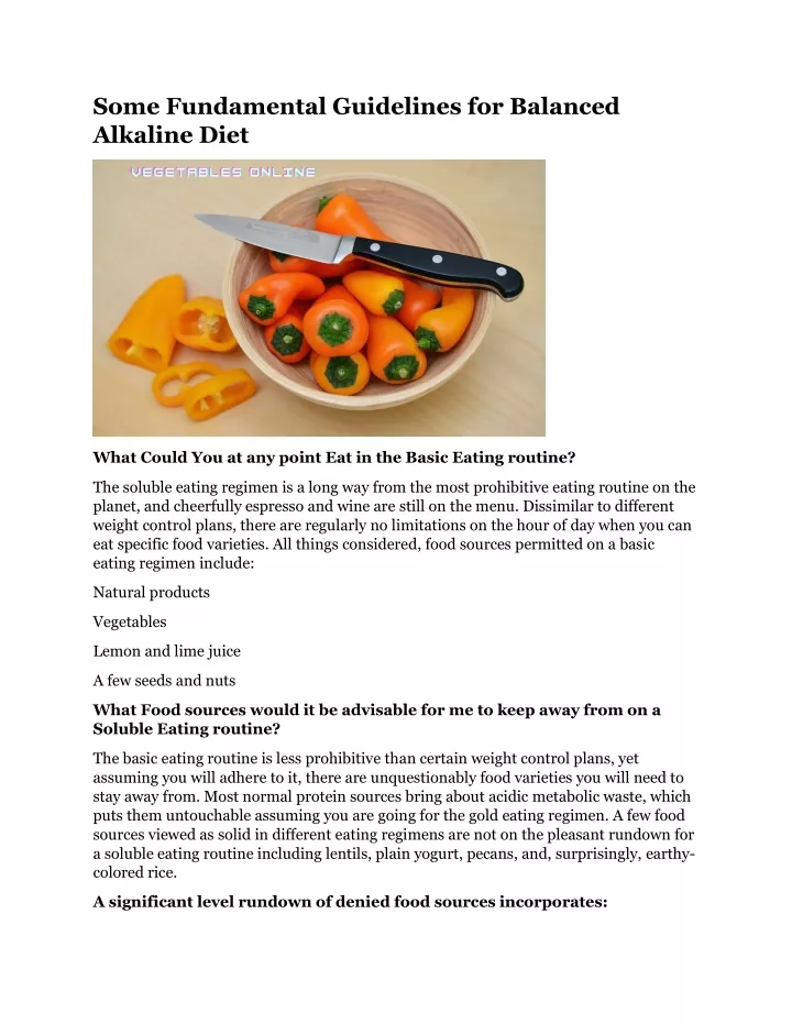 some fundamental guidelines for balanced alkaline