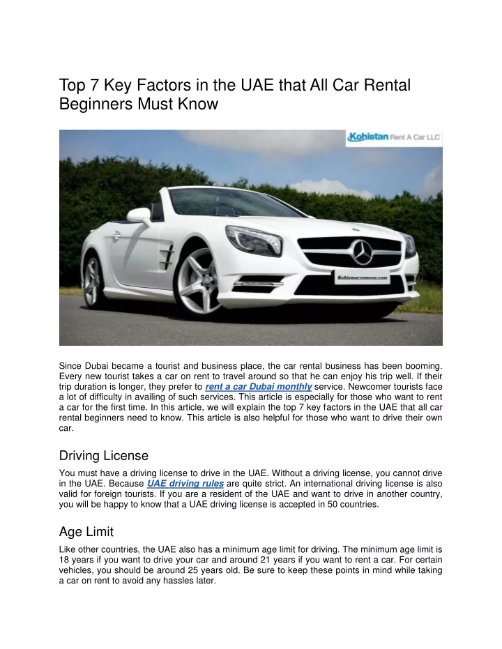 top 7 key factors in the uae that all car rental
