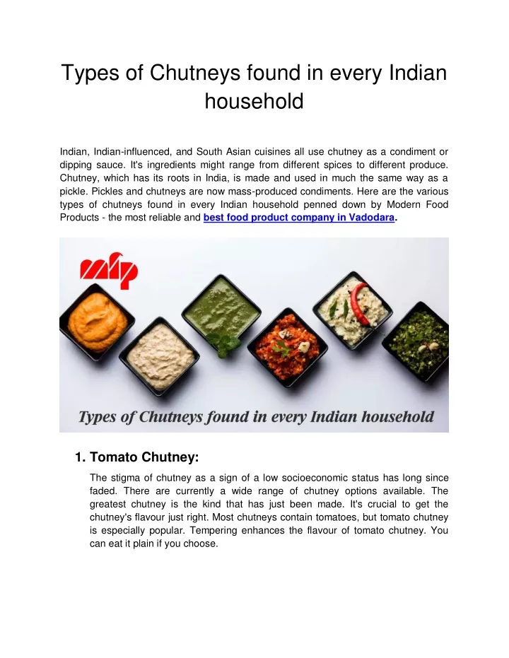 types of chutneys found in every indian household