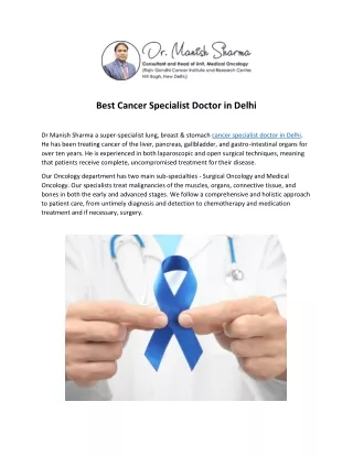 Best Cancer Specialist Doctor in Delhi