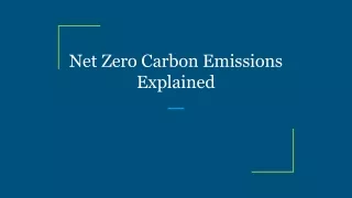 net zero carbon emissions explained