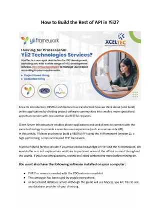 how to build the rest of api in yii2