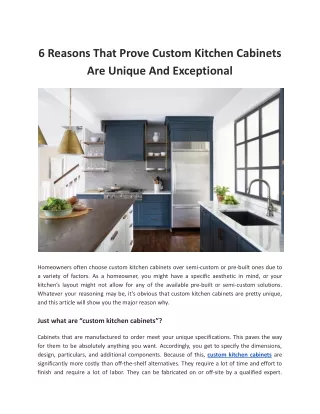 6 Reasons That Prove Custom Kitchen Cabinets Are Unique And Exceptional