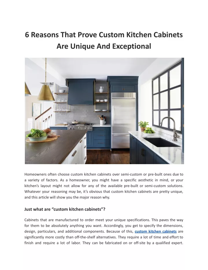 Ppt 6 Reasons That Prove Custom Kitchen Cabinets Are Unique And Exceptional Powerpoint 2137