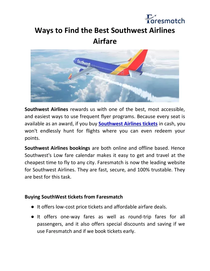 ways to find the best southwest airlines airfare
