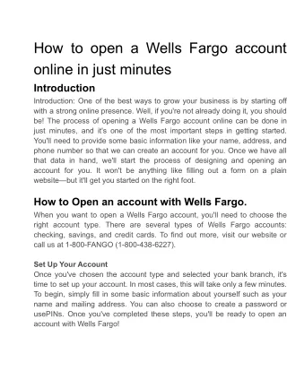 How to open a Wells Fargo account online in just minutes