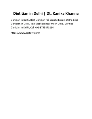 Dietitian in Delhi | Dt. Kanika Khanna