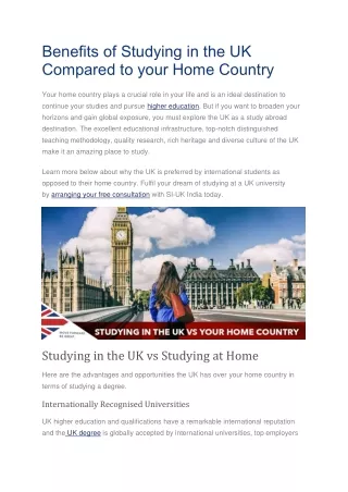 Benefits of Studying in the UK Compared to your Home Country