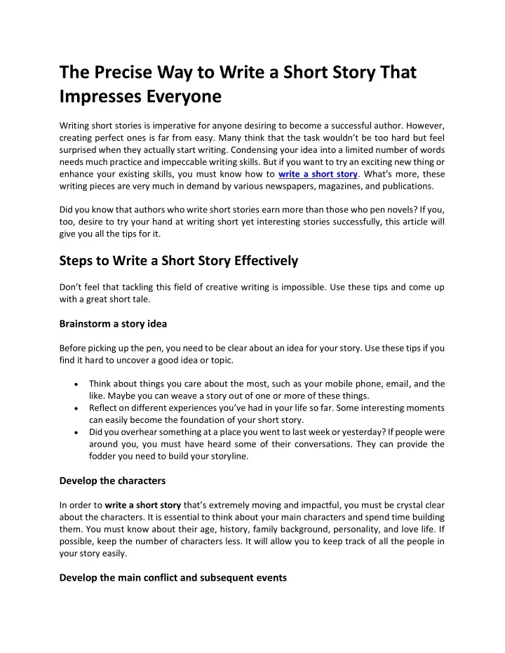 the precise way to write a short story that