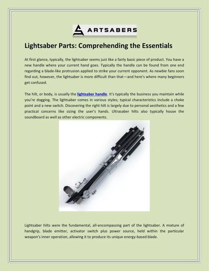 lightsaber parts comprehending the essentials