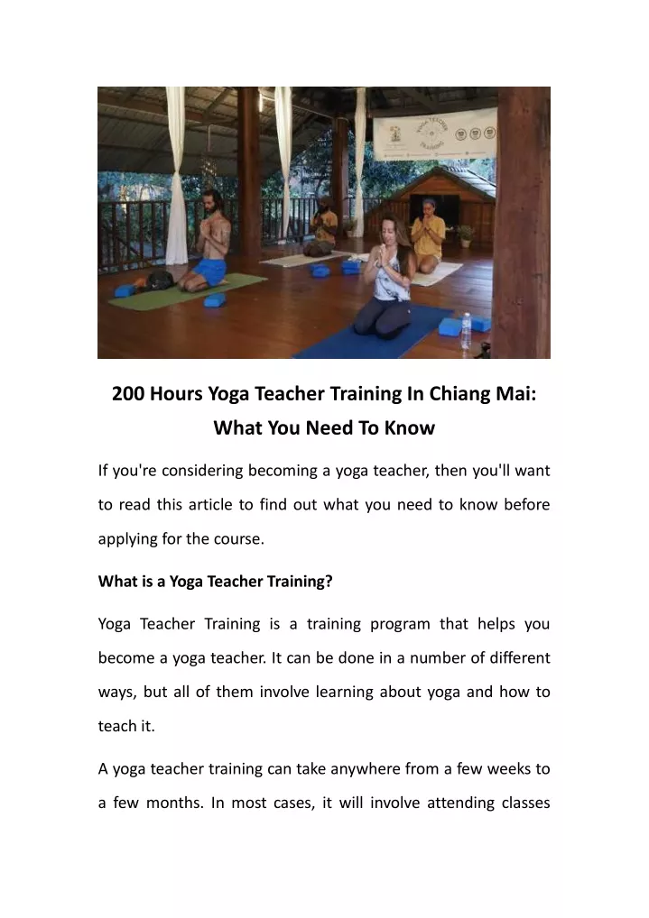 200 hours yoga teacher training in chiang mai