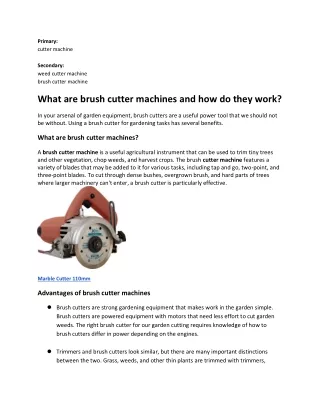 What are brush cutter machines and how do they work