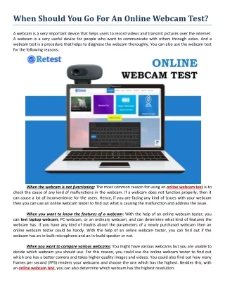 when should you go for an online webcam test