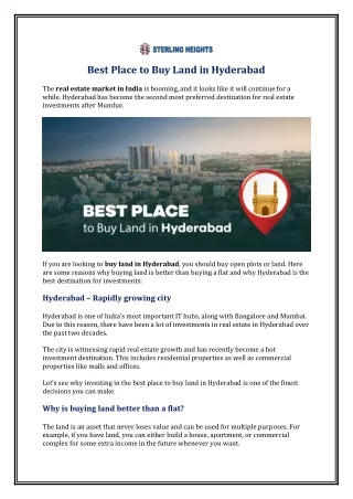 Best Place to Buy Land in Hyderabad