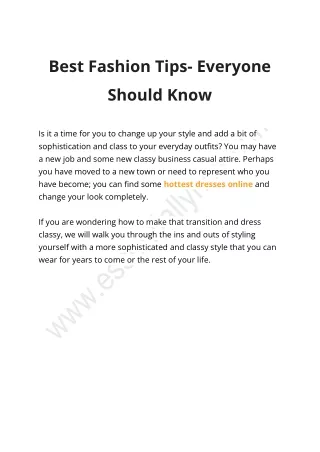 Best Fashion Tips- Everyone Should Know