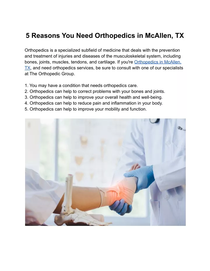 5 reasons you need orthopedics in mcallen tx