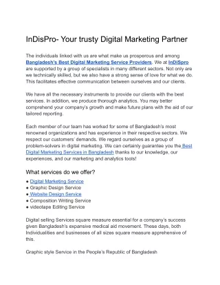 InDisPro- Your trusty Digital Marketing Partner