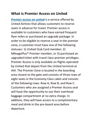 what is premier access on united