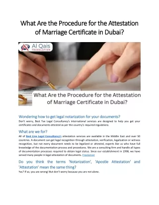 What Are the Procedure for the Attestation of Marriage Certificate in Dubai