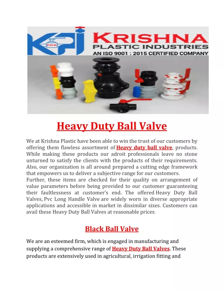 heavy duty ball valve