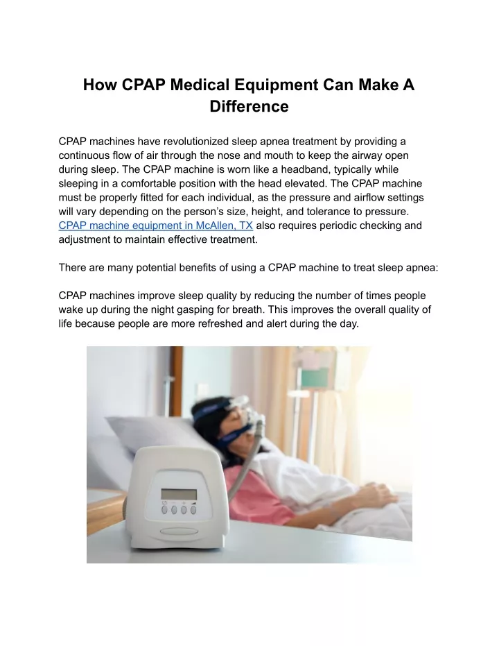how cpap medical equipment can make a difference