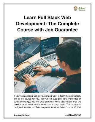 Learn Full Stack Web Development The Complete Course with Job Guarantee