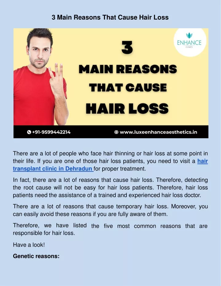 3 main reasons that cause hair loss
