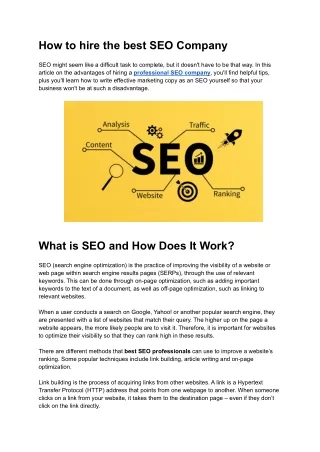 How to hire the best SEO Company