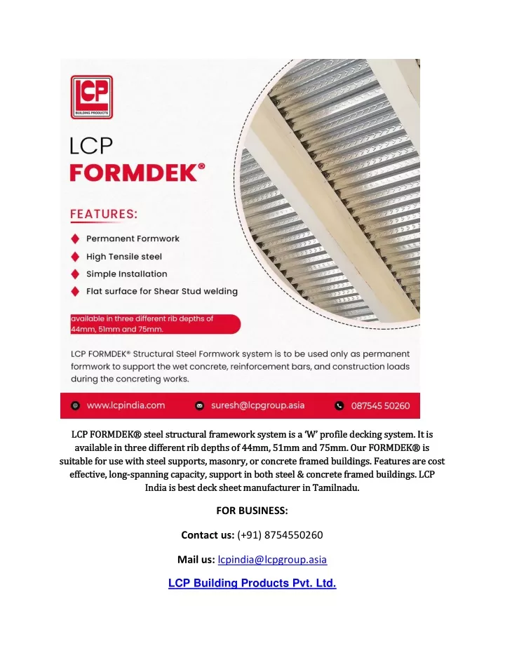 lcp formdek steel structural framework system